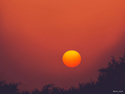 Sunrise in the forest adobe art design digital gradient graphicdesign hand drawn illustration landscape orange photoshop sun sunrise