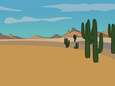 Cactus desert adobe art cactus design graphic graphicdesign illustration illustrator landscape photoshop sand