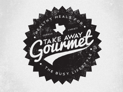 Take Away Gourmet badge design justin barber logo vintage