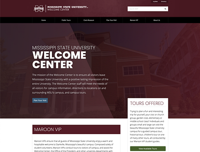 MSU Welcome Center Web Site Design college color colorful design designer gradient hero banner large image maroon typography ui ux web design web development webdesign website