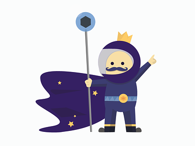 Space Lord art belt boots cloak color cute dark flat graphic hero king lord master minimal mustache night onesie outer pop purple shadow sky space spacelord staff stars suit