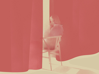 Edge of ... art chair conceptual digital illustration lighting minimal red woman