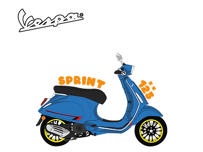 vespa sprint 125 illustration motorclassic motorcycle piaggio retro style vector vespa vexel