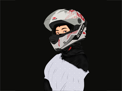 Vexel Art girls hijab illustration motorcycle riders vector vexel