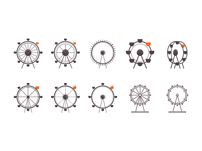 Ferris Wheel studies flat icon illustration minimalist vector