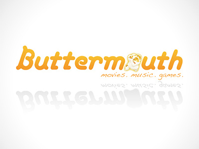 Buttermouth logo food free games logo movies music popcorn