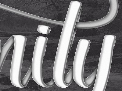 Type treatment digital illustration lettering ribbon wip