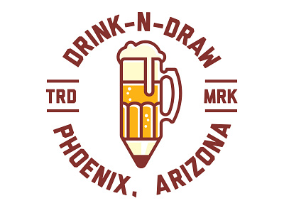 Drink-N-Draw, Phx beer concept icon illustration logo mug pencil phoenix phx