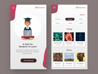 e-Learning Mobile App for Students app concept mobileapps ui uidesign uidesigner