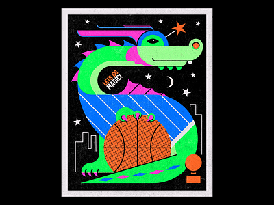 Stuff The Magic Dragon basketball dragon dribbble dunk florida mascot orlando orlando magic riso risograph sports stuff