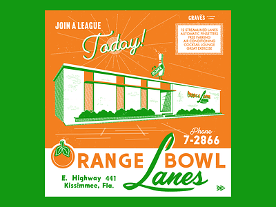 Orange Bowl Lanes bowling citrus florida kissimmee mid century orlando tenpin bowling