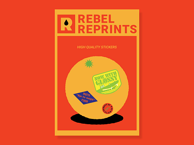 Rebel Reprints Postcard die cut stickers orlando sticker design stickers