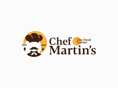 ChefMartins_LiveFoodCorner_Logo design icon iconlogo logo restaurant typography