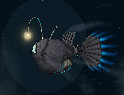 The Angler Ship angler anglerfish art illustration outerspace space spaceship travel