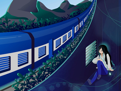 Journey illustration journey landscapes moving train