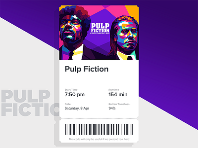Ticket | Pulp Fiction design movie pulp fiction stub ticket