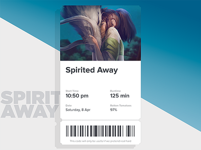 Ticket | Spirited Away design movie spirited away stub ticket