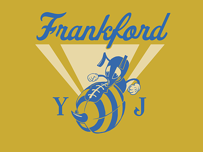 Frankford Yellow Jackets bee football illustration retro sports tshirt vintage yellowjacket
