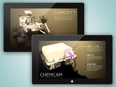 Concepts for Space Agency experience 3d curiousity nasa rover tablet texturing web design