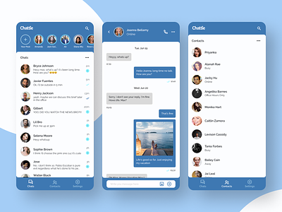 Chattie, Messenger App app chat chatting design flat messaging messenger minimal mobile simple ui ux