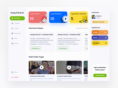 Belajar Holistik - Dashboard class clean daring dashboard design learning modern online class professional school ui web