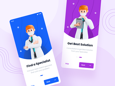 Medicool - Onboard Screens 3d android app clean medical modern onboard ux