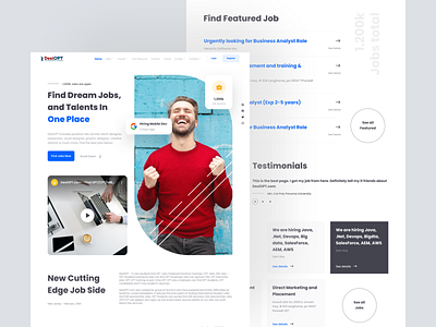 Redesign DesiOPT Website blue clean design freelance fresh graduate hero hero section home page job jobs landing landing page modern page professional search searching job ui