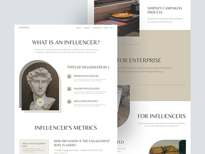 Influencer Landing Page Exploration about brown classic clean design hero influencer landing page modern professional section ui ux vintage