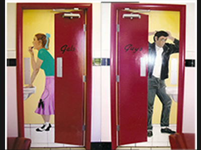 Doors at Joe's Diner murals painting restaurants tromp l oeil