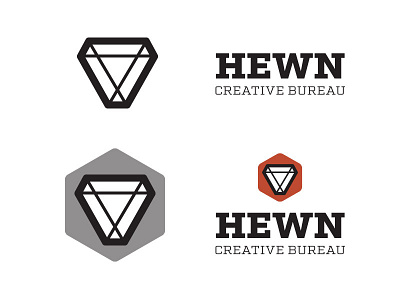Hewn Logo Package agency branding creative design diamond gem hewn hexagon identity logo orange stone