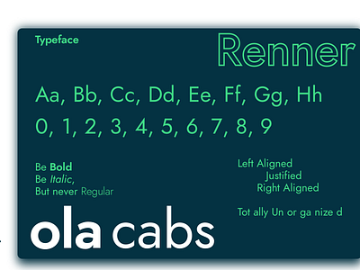 Ola Cabs Brand Redesign Concept #2: Typography brand and identity brand design brand identity brand refresh branding branding design design font illustration logo ola olacabs typeface typography