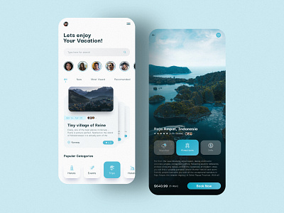 Vacations App Concept Design app appdesign application blue booking category concept design dribbble graphic image storie story trip ui uiux ux vacation visual design world