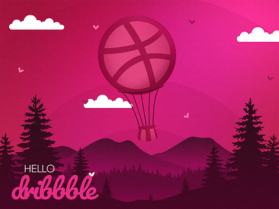 Hello Dribbble colorful design dribbble firstshot graphic hello illustration photoshop vector