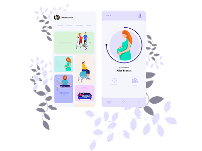 Connect.Share.Care app baby branding care color colors community digital illustration home moods pregnancy storytale ui ux vector