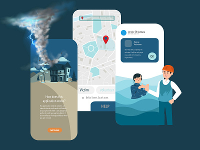 Disaster management app app color storytale ux