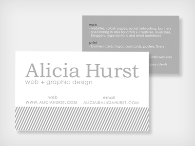 Alicia Hurst Business Card design graphic grey monochrome business card