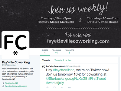 Fayetteville Coworking Twitter