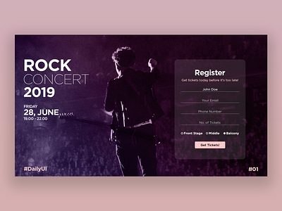 #DailyUI #001 | Concert Registration Page dailyui ui