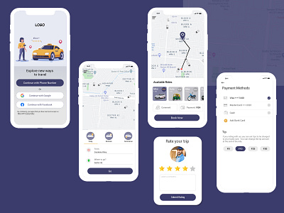 Taxi App Screens