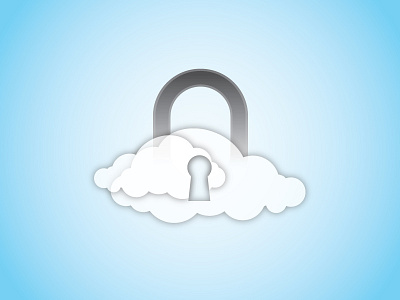 Cloud Security V2 blue cloud editorial illustrator internets lock minimal padlock security sky vector white