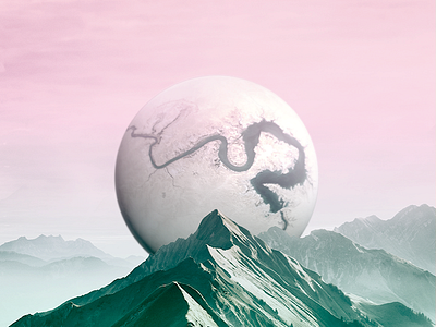 Band Poster Detail 3d c4d cloud gradient metal moon mountain perspective photoshop planet scifi sky