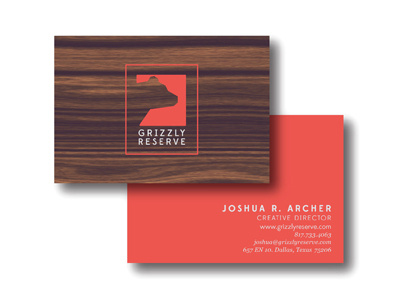 Grizzly Reserve Business Cards bear business cards grizzly grizzly reserve logo wood grain