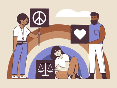 Peace, love and justice antiracism branding character characterdesign diversity flat human rights illustration midcentury procreate protest