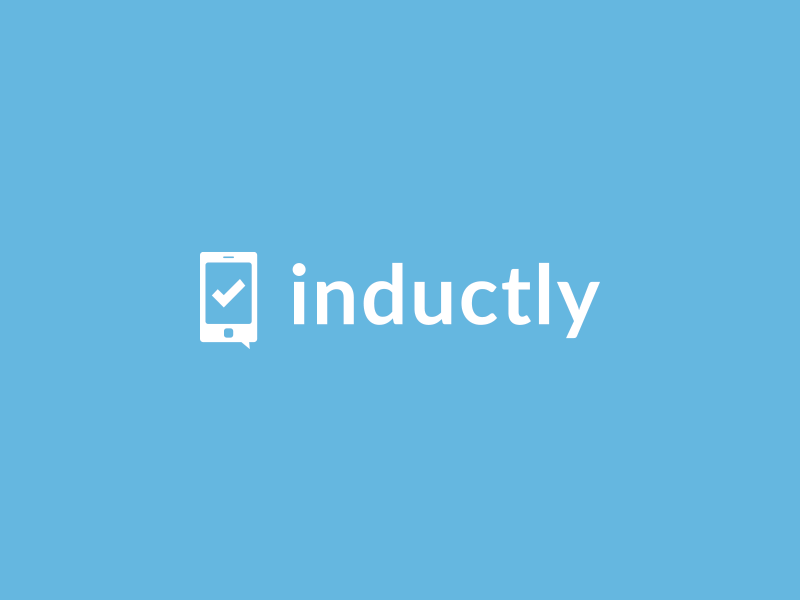 Inductly Logo inductly lato phone check icon logo blue clean startup new york