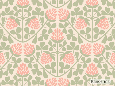 Clover fabric design fabric pattern floral flower hand drawn pattern print seamless