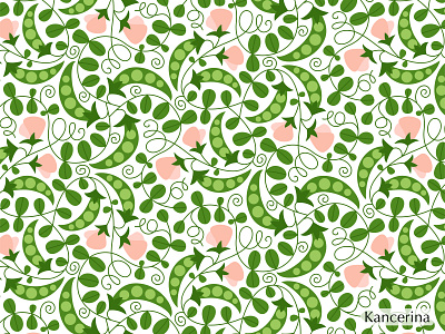 Blooming peas fabric design floral hand drawn pattern seamless seamless pattern vector