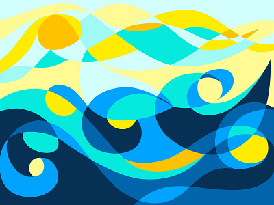 Sea abstract art illustration sea vector wave