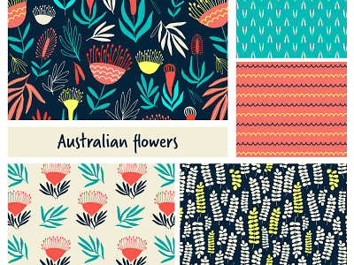 Australian flowers collection fabric design fabric pattern floral flower hand drawn pattern pattern art vector vector art