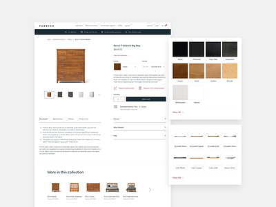Furbysh - Detailed Product Selections ecommerce ecommerce design furniture shopping ui ui design ux uxdesign web design
