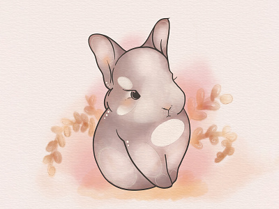 little cute rabbit easter card bunny card cute easter illustration logo procreate rabbit watercolor
